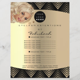 Flyer Makeup Artist Beaust Dourado Logotipo Preto Preços
