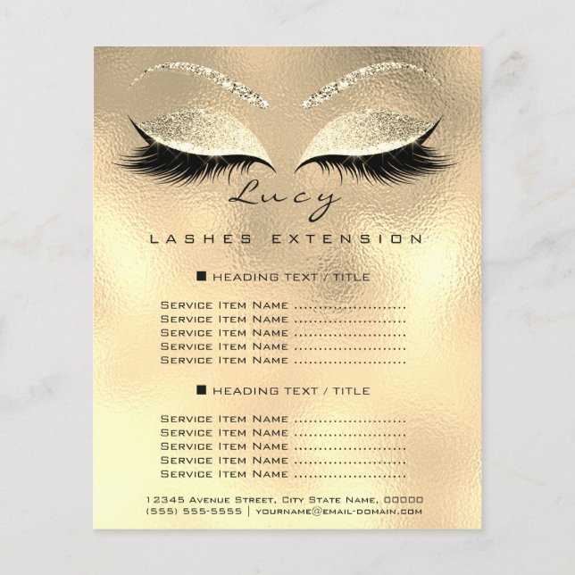 Flyer Makeup Artist Beauty Lash Glitter Price List Doura (Verso)
