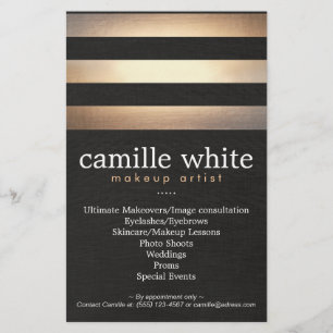 Flyer Makeup Artist Dourado Stripes Na moda Beauty Salon