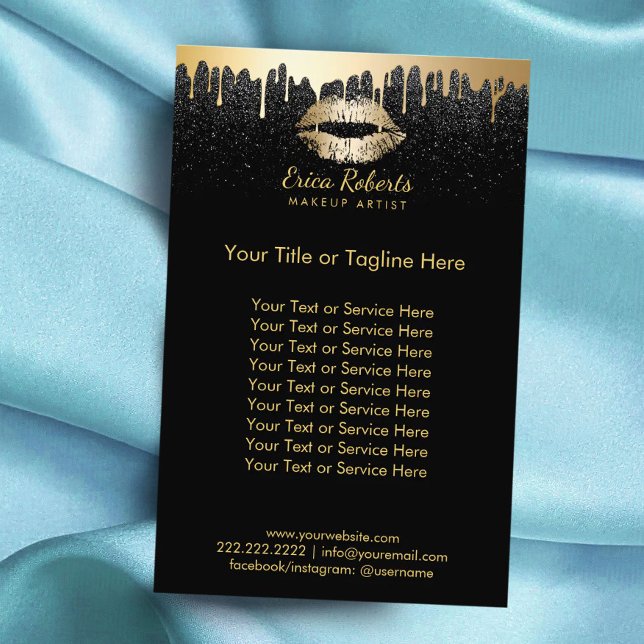 Flyer Makeup Artist Dourados Lábios Modernos Drives Negr (Criador carregado)