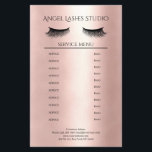 Flyer Makeup Artist Eyelash Extensions Beidseitig<br><div class="desc">Maskenbildner-Kosmetiker- Eyelash Extensions-Flyer-Preisliste em Rosa-Goldfarben. Über " weiteres personalisieren" können Sie Schriftart, Farbe, Position etc. individuell wählen und verändern. Bei diesem Produkt werden keine Goldpartikel / Glitzer verwendet, Rosa-Dourado nur der Farbton.</div>