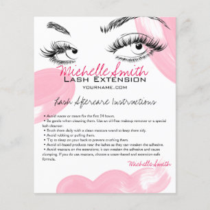 Flyer Makeup Artist Lashes Broca Instruções de Cuidados