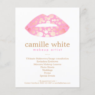 Flyer Makeup Artist Pink and Gold Lips Beauty Salon