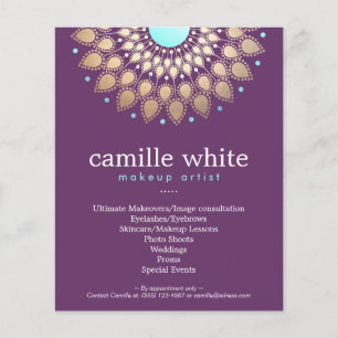 Flyer Makeup Artista Elegante Ornamentado Dourado Motif