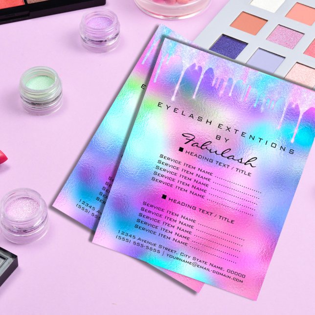 Flyer Makeup Beauty Salon Glitter Holograph Rosa Unicorn (Makeup Beauty Salon Glitter Holograph Pink Unicorn Flyer)