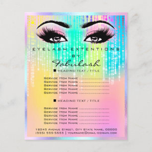 Flyer Makeup Beauty Salon Rosa Glitter Holograph Unicorn