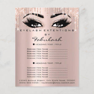 Flyer Makeup Beauty Salon Rosa Glitter Price Eyelashes