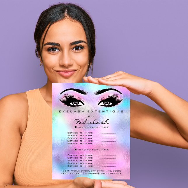 Flyer Makeup Beauty Salon Rosa Hologrre Rosa (Pink Makeup Beauty Salon Rose Holograph Ombre Flyer)