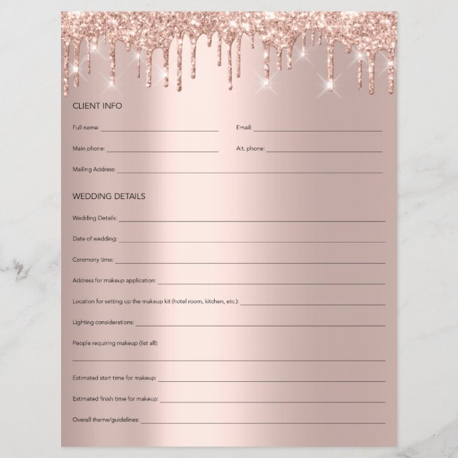 Flyer Makeup Bridal Advisory Form Rosa Drives Glitter (Verso)