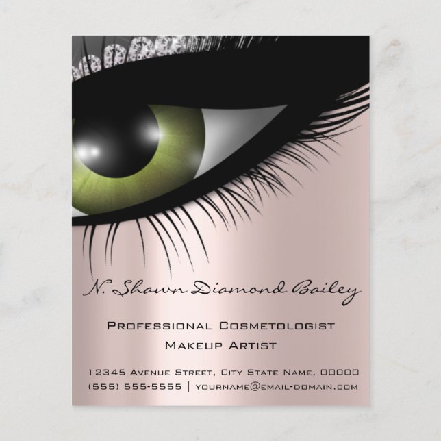 Flyer Makeup Eyelashes Beauty Salon Green Eyes Silver (Verso)