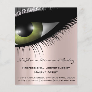 Flyer Makeup Eyelashes Beauty Salon Green Eyes Silver