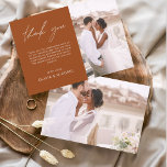 Flyer Maldito Casamento Laranja Queimado Minimalista Obr<br><div class="desc">Casamento de Orçamento Obrigado Cartões que têm uma foto na frente e atrás. Os cartões de agradecimento contêm uma tipografia cursiva moderna,  escrita com letra de mão,  que é elegante,  simples e moderna para usar após a celebração do dia do casamento.</div>