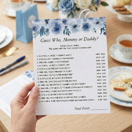 Flyer Mamãe Floral Azul Dusty ou Jogo de Chá de fraldas 