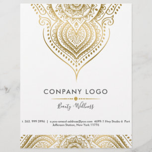 Flyer Mandala Dourado de Paisley do vintage