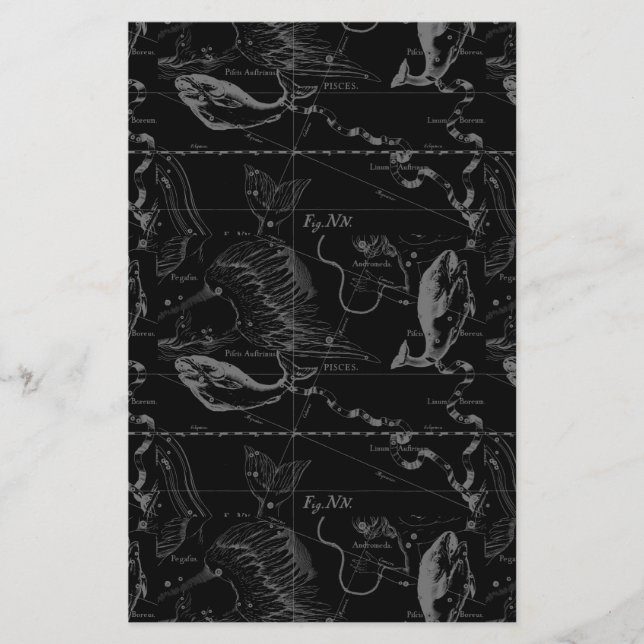 Flyer Mapa da constelação de peixes por Hevelius 1690 (Frente)