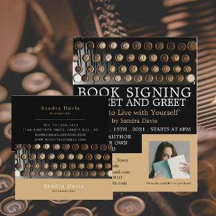 Flyer Máquina de Escrever Antiga, Autores Assinam Livros