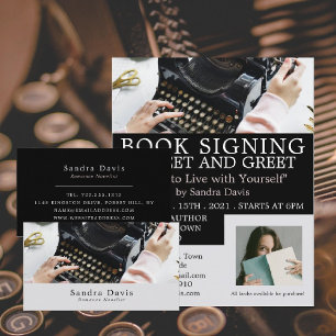 Flyer Máquina de escrever clássica, assinatura do livr