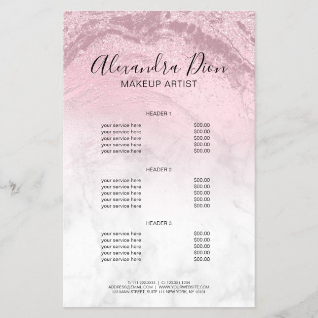 Flyer Marble makeup de rosa rosa rosa rosa rosa rosa (Frente)