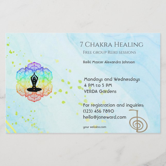 Flyer Marble Waves Chakra Energy Healer Reiki Horizontal (Frente)