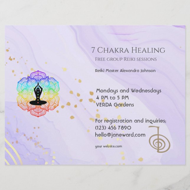 Flyer Marble Waves Chakra Energy Healer Reiki Horizontal (Frente)