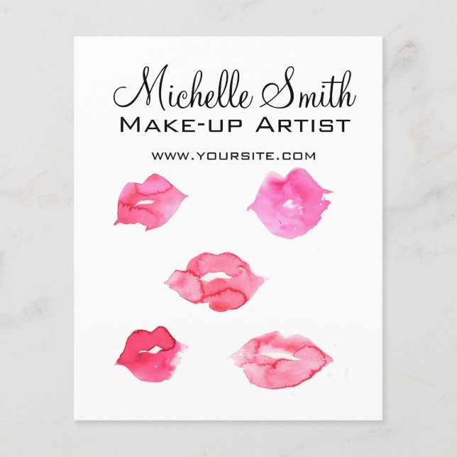 Flyer Marca de criação de lábios cor-de-rosa-d'água (Frente)