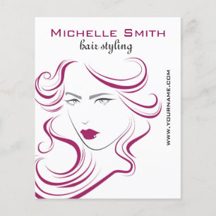 Flyer Marcagem com ferro quente roxa do penteado do