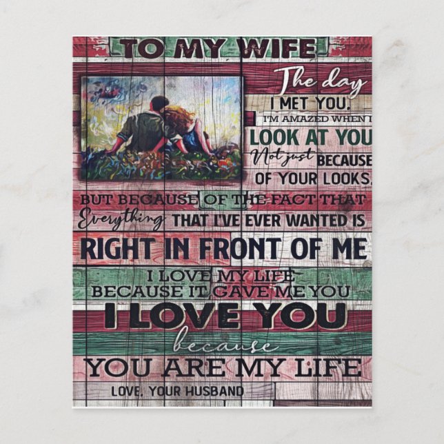 Flyer Marido Para Minha Esposa - Letra | Presente de Cot (Frente)