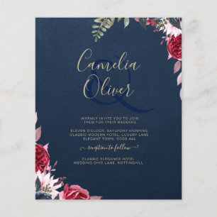 Flyer Marinho Azul Berry Floral Burgundy Fall
