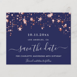 Flyer Marinho azul de aniversário rosa de orçamento Salv