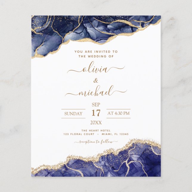 Flyer Marinho Azul Dourado Casamento Azul (Frente)