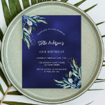 Flyer Marinho azul verde orçamento convite de aniversári<br><div class="desc">Por favor,  note que este convite está no papel de folheto e é muito fino. Os envelopes não estão incluídos. Para convites mais espessos (mesmo design) visite nossa loja. Um fundo azul marinho,  decorado com verde. A cor azul é irregular. Personalize e adicione seu nome e detalhes da festa.</div>