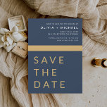 Flyer Marinho de Orçamento Azul Dourado Salvar a Data El<br><div class="desc">Marinho Elegante de Casamento de Orçamento Azul e Cartões salve a data Dourados. Os Cartões salve a data contêm uma moderna tipografia cursiva escrita escrita escrita escrita escrita escrita escrita escrita que é elegante,  simples e moderna a ser usada depois da simples celebração do dia de casamento minimalista.</div>