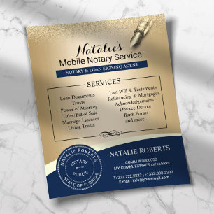 Flyer Marinho e Dourado do Agente de Assinatura de Carim