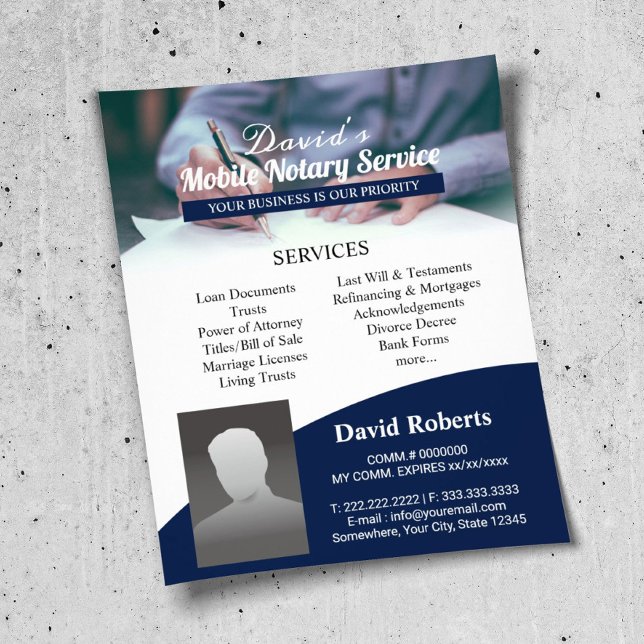 Flyer Marinho profissional do agente de assinatura de em (Criador carregado)