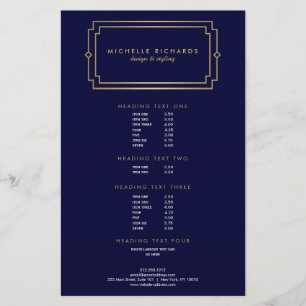 Flyer Marinho profissional/ouro do art deco elegante