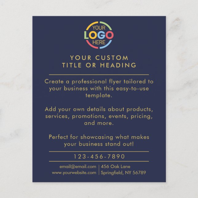 Flyer Marinho simples moderno Promocional de logotipo co (Frente)