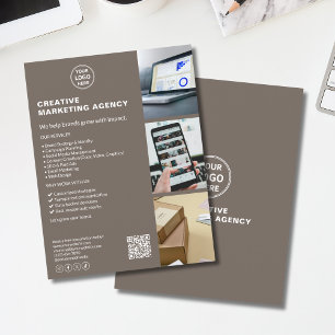 Flyer Marketing Criativo de Logo Moderno Empresa Bege