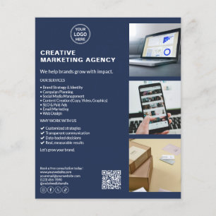 Flyer Marketing de logotipo moderno Marinho para empresa