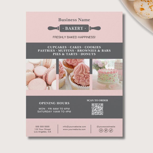 Flyer Marketing de Negócios do Pin Rolling (Bakery Rolling Pin Business Marketing Flyer)