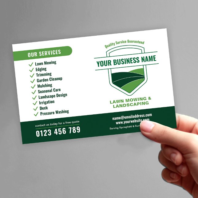 Flyer Marketing de Paisagismo Moderno de Corte de Grama (Modern Landscaping Lawn Mowing Marketing Flyer)
