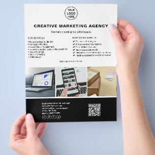 Flyer Marketing Empresarial de Foto QR de Logotipo Moder