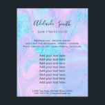 Flyer mármore azul pastel e dobras<br><div class="desc">folheto de maquiagem profissional do salão de beleza</div>