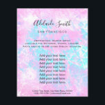 Flyer mármore azul-rosa púrpura<br><div class="desc">folheto de maquiagem profissional do salão de beleza</div>