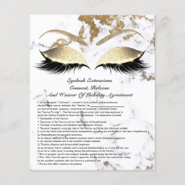 Flyer Mármore Dourado de Dispensa de Extensão Eyelash