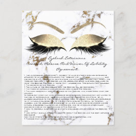 Flyer Mármore Dourado de Dispensa de Extensão Eyelash