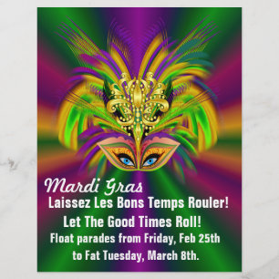 Flyer Máscara de Mardi Gras A Rainha