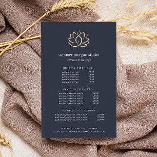 Flyer Massagem Dourado de Lotus ou fixação do preço