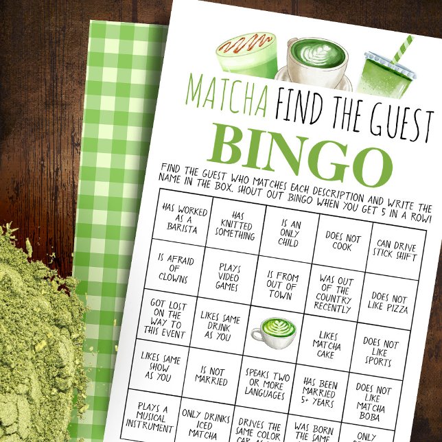 Flyer Matcha Find the Guest Bingo Game Card (Criador carregado)