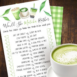 Flyer Matcha Themed Shower Bridal Shower Game Card