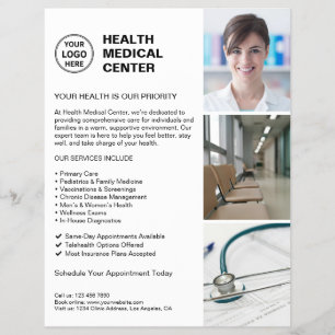 Flyer Médico de Clínica Moderna Logotipo Personalizado